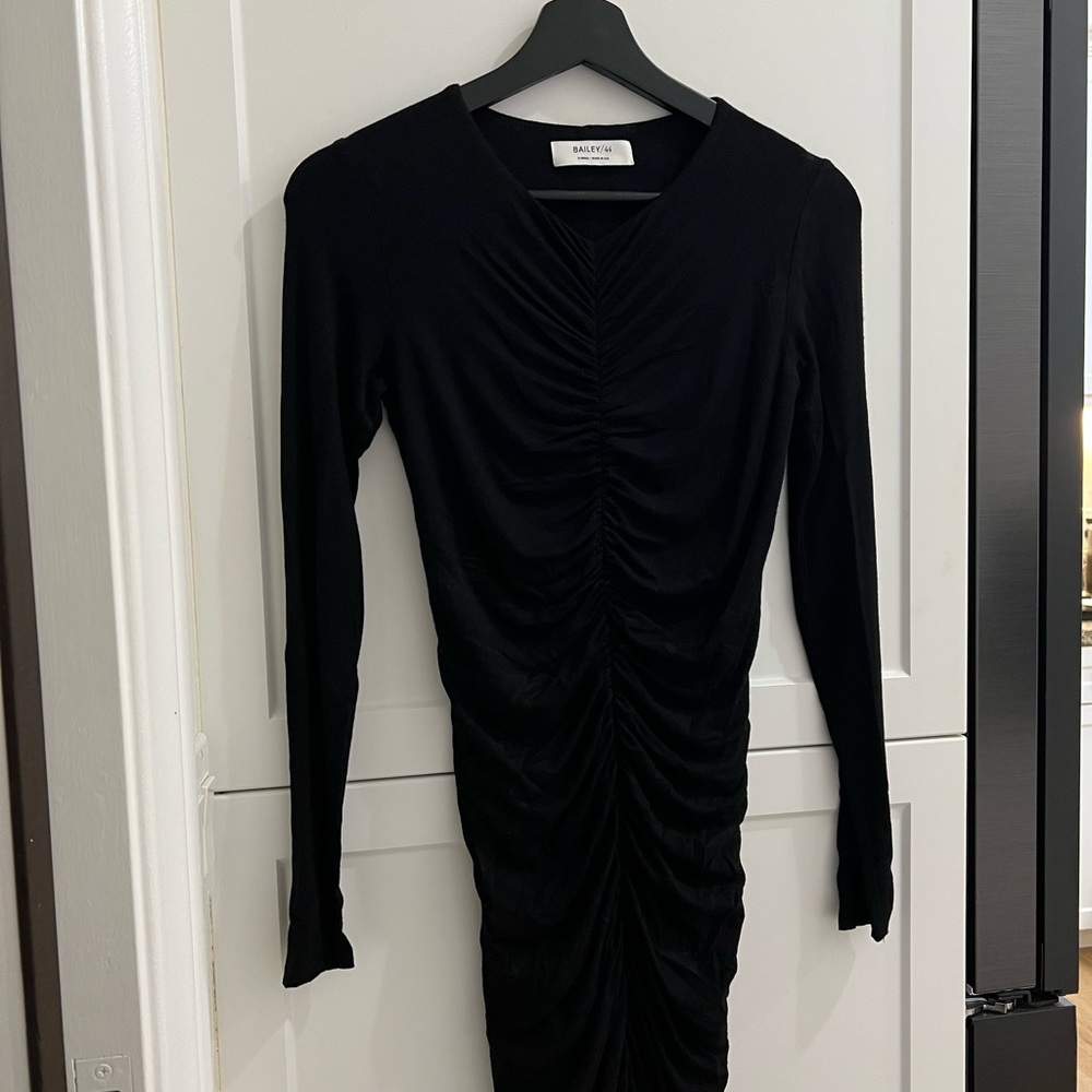Bailey 44 Black Ruched Long Sleeve Bodycon Dress